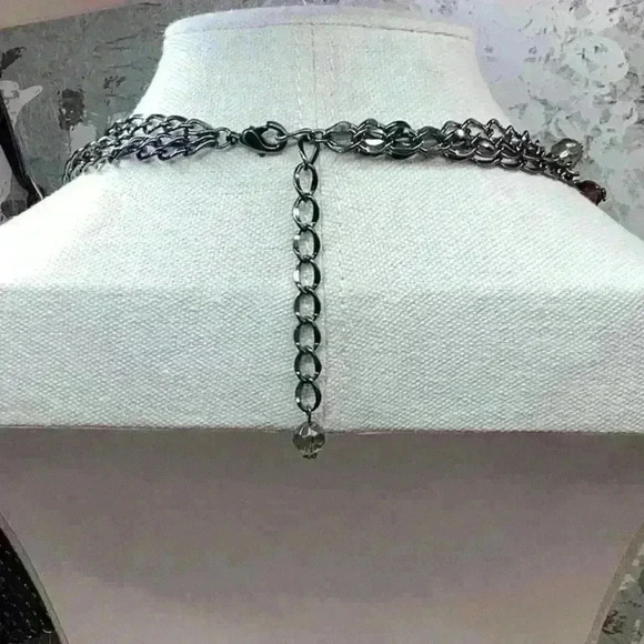 Vintatage AB Aurora Borealis Glass and Metal Mutli Strand Necklace - Picture 2 of 2